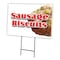 Signmission Sausage Biscuits Yard Sign & Stake outdoor plastic coroplast window, C-1216 Sausage Biscuits C-1216 Sausage Biscuits - alternate 1